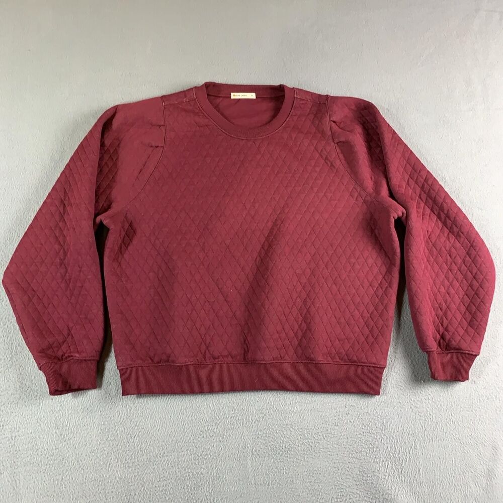 Marine Layer Sweatshirt Mens XL Red Quilted Crewneck Pullover Knit Casual